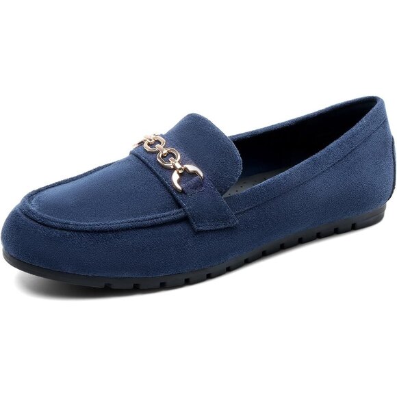 Dream Pairs Women Navy Faux Suede Lightweight Arch Support Slip On Flat Loafers - Picture 9 of 9